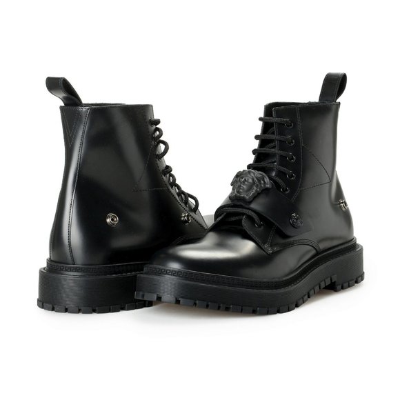 Versace Men\'s Ultra Black Leather Medusa Ankle Boots Shoes US 7 IT 40 main image 7